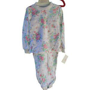 Vtg 90s First Impressions Girls PJ Set sz 4T Flowers Long Sleeved Spring Rose